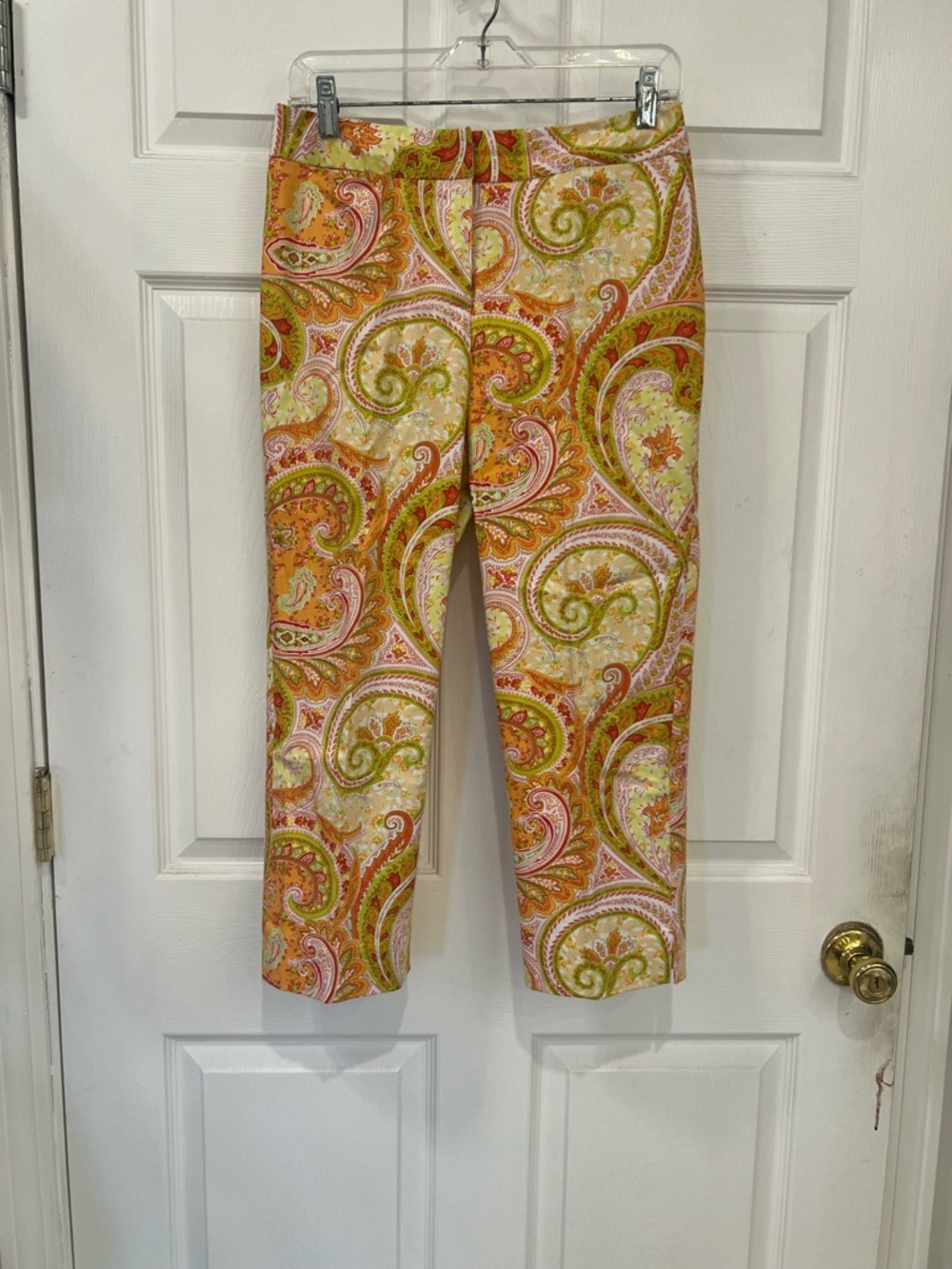 Paisley Cropped Pants in Orange, Green & Pink